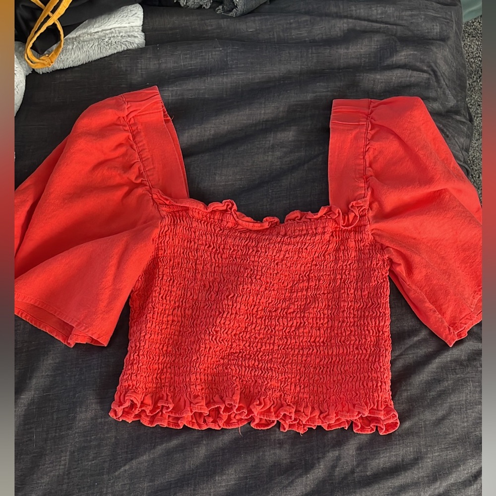 Such a bright coral pink top from macys!
